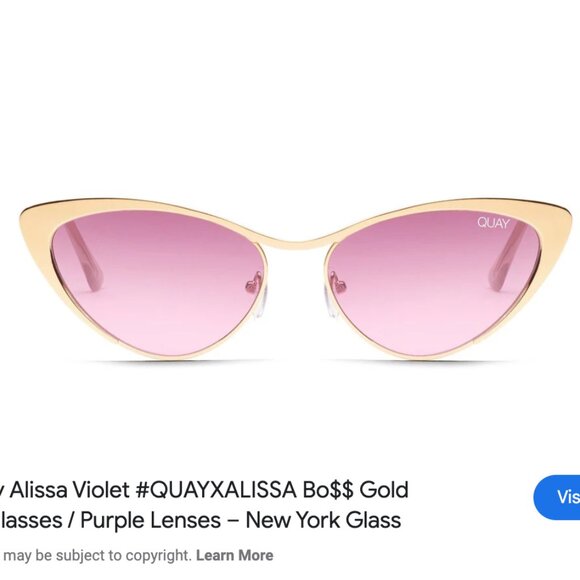 Alissa Violet x Quay Australia BO$$ Cat Eye Sunglasses in Gold & Purple - Picture 2 of 7